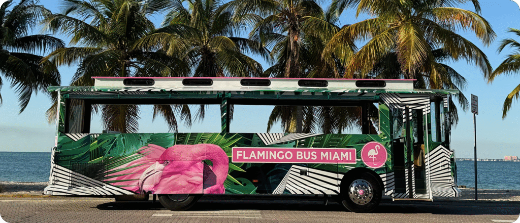 Miami bus tour Flamingo Bus open-air trolley