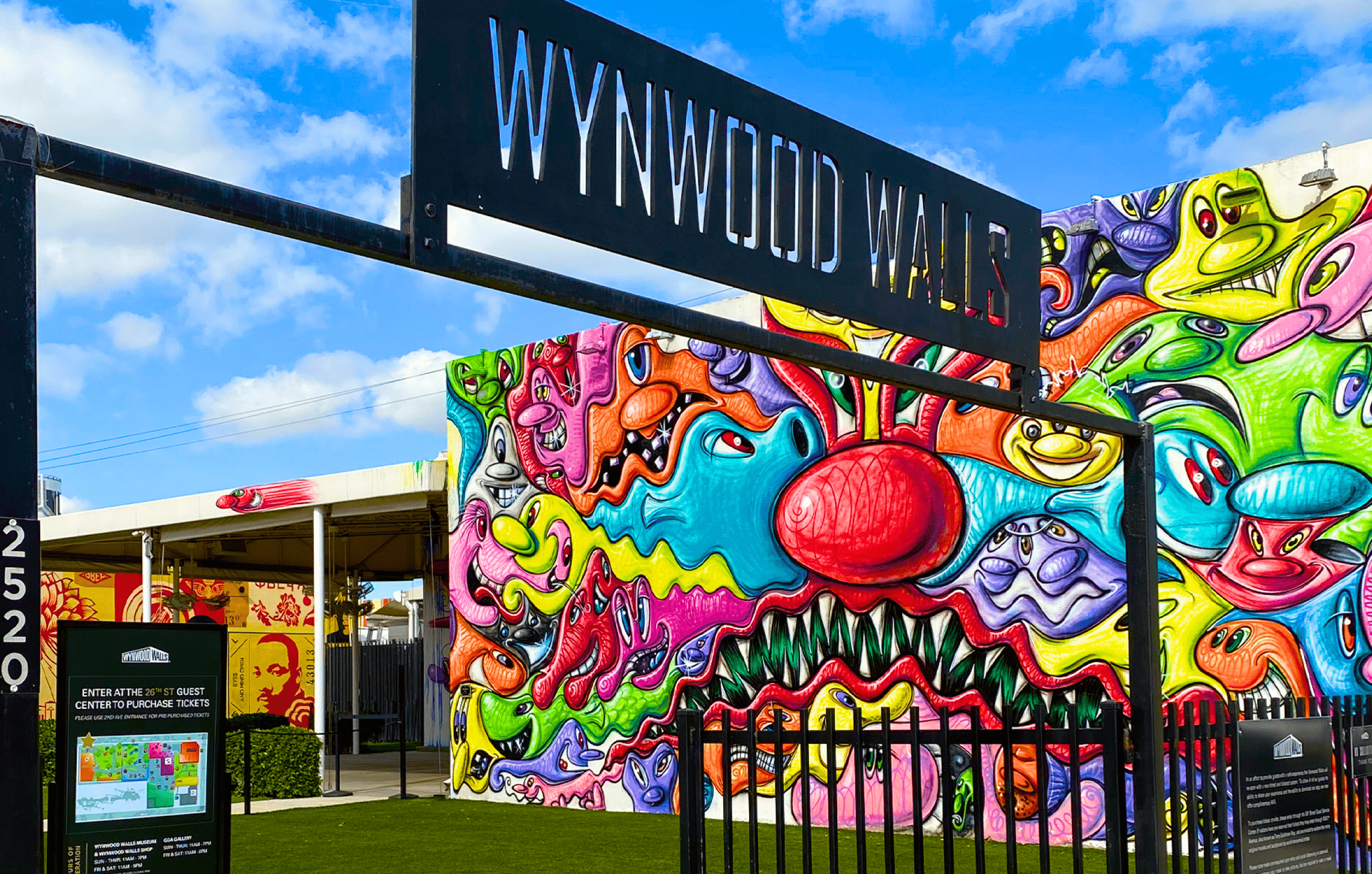 PC3 Colorful street art mural on a wall in Wynwood, Miami’s art district, bus route map